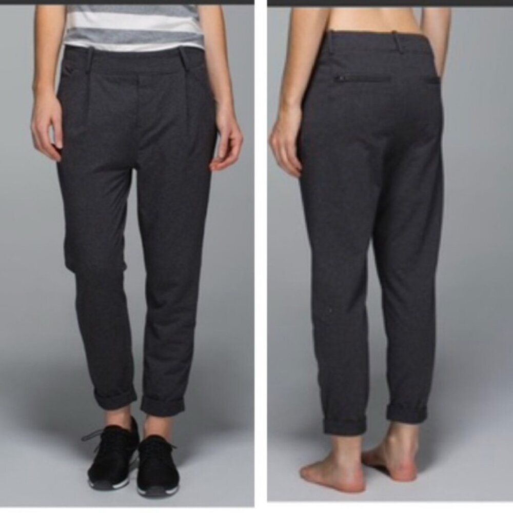 Lululemon Stress Less Pant French Terry Pull On Stretch Zip Pockets Minimalist 2